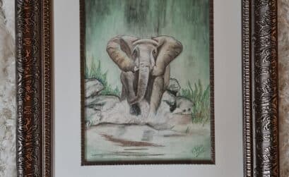 Frank Davis Pastel Pencil Elephant Drawing